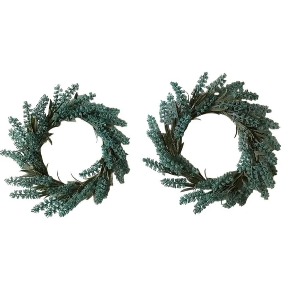 Lavender Wreaths 2 Artificial Fake Teal Small Round 12
